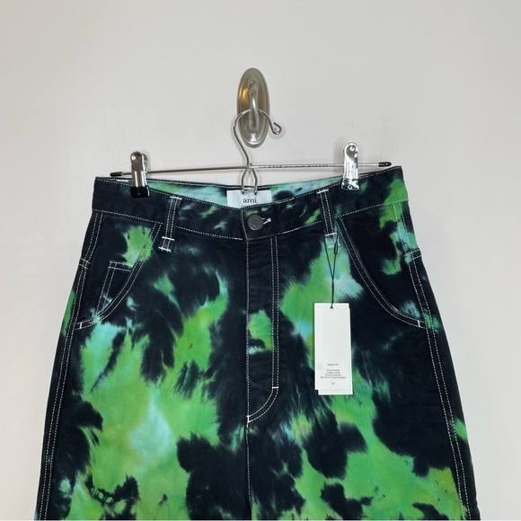 AMI ALEXANDRE MATTIUSSI Alex Jeans Wide Leg Low Rise Tie Dye Rigid Denim Size 27 - Picture 7 of 11